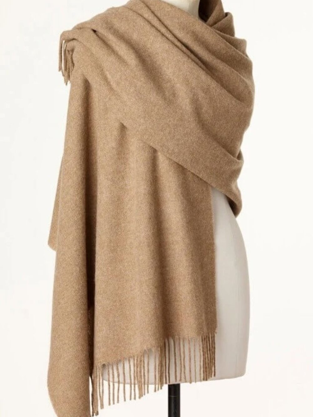Bronte Moon Wide Blanket Scarf Shawl Stole Wrap Merino Lambswool Woven Camel
